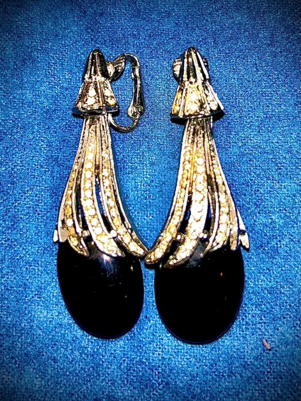 Classic Black Drop Earrings with Gold Accents